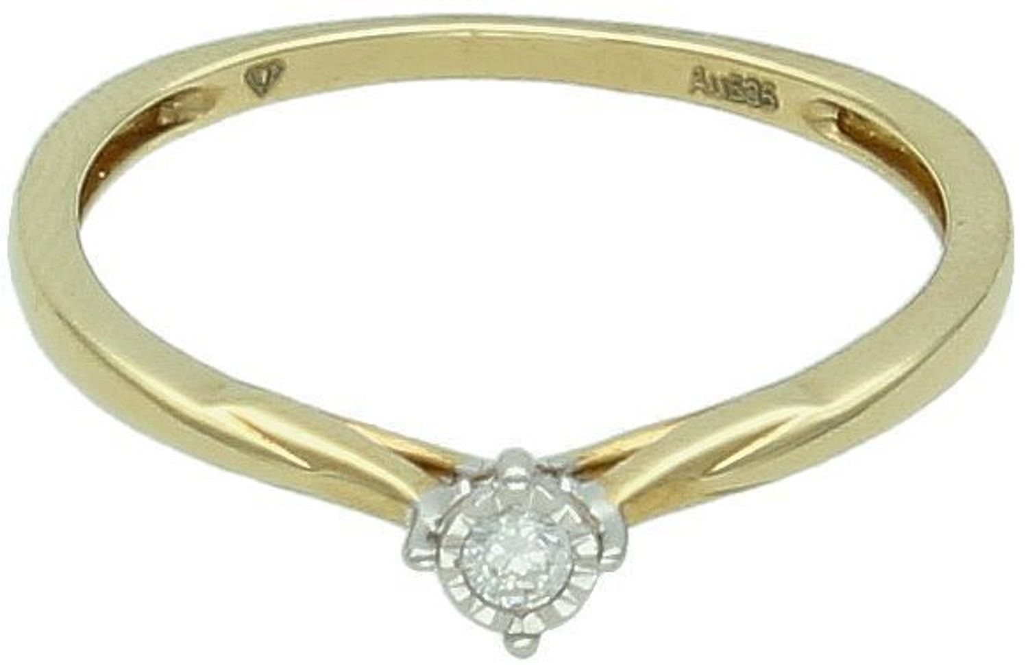 Złoty pierścionek damski 585 Subtelny diament R 4316. Piękna, kobieca biżuteria wykonana z żółtego 14-karatowego złota, ozdobiona centralnie osadzonym diamentem o masie 0,03ct 1.jpg